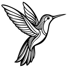 simple line art of a hummingbird in flight Vector Design and illustration