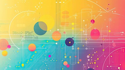 Obraz premium Bright and colorful infographic-style background for data-driven presentations.