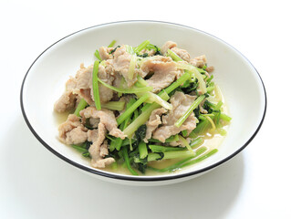 A plate of Chinese celery stir-fried lean meat