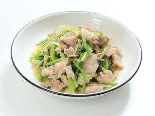 A plate of Chinese celery stir-fried lean meat