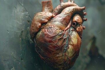 A damaged heart with scar tissue and narrowed arteries.