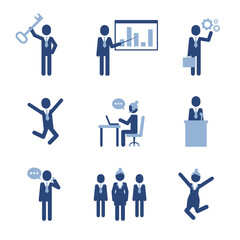 Business succes people icons. Corporate pictogram set. Office workers pictograms.