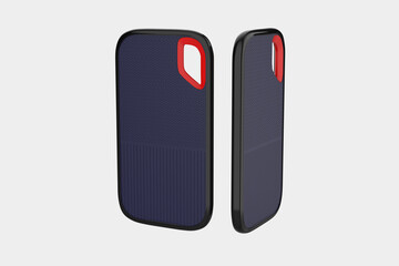 External hard drive isolated on white background. 3d illustration