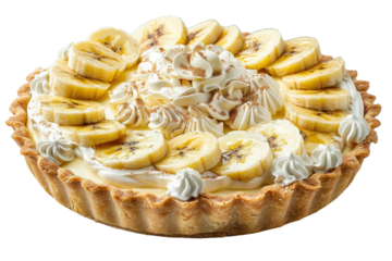 Classic Banana Cream Pie Delight Isolated On Transparent Background