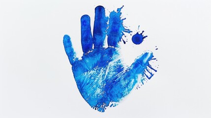 A blue hand print with a ball in the center, often used as a symbol of support or unity