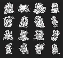 Naughty girl vector set with her daily life