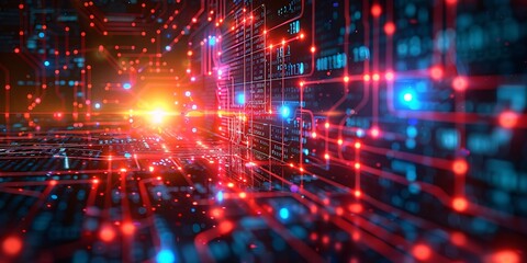 Infographic on machine learning process with copy space.