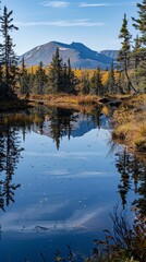 Obraz premium Autumn Mountain Reflection in Crystal Clear Lake