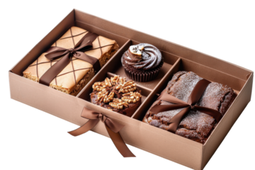 Financier Galette in Gift Box Isolated On Transparent Background