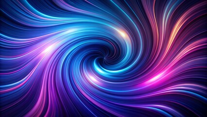 Fototapeta premium Vibrant swirly motion graphics animation with purple and blue gradient effect against a mesmerizing abstract dark blue background design.