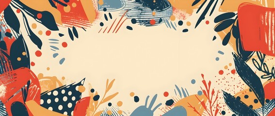 Memorial Day Minimalist Illustrated Border Design with Blank Space for Text or Background