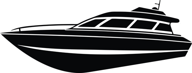 Yacht motor boat nautical silhouette vector collection



