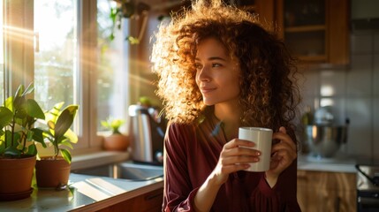 The woman enjoying coffee