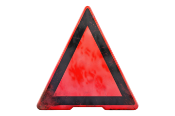 Red caution warning sign isolated on transparent background