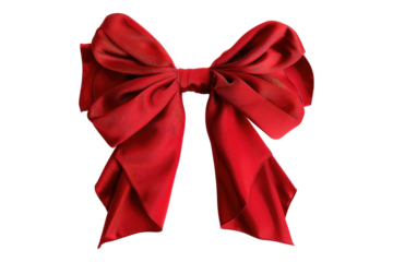 Red bow isolated on transparent background