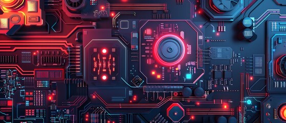 Graphic design background of tech scene. Modern abstract background.