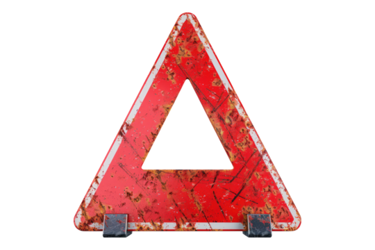 Red caution warning sign isolated on transparent background