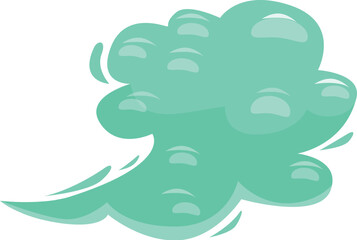 Cartoon green toxic fumes cloud is floating in the air, isolated on white background