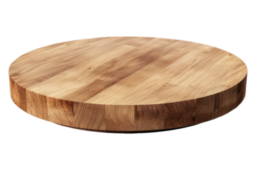 Round wooden podium isolated on transparent background