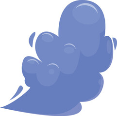 Cartoon cloud of blue smoke is floating with speed lines
