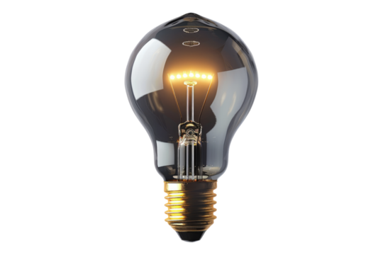 Sign of idea with glowing electric light isolated on transparent background