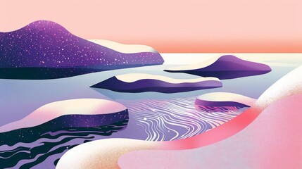 Obraz premium Soothing abstract wallpaper with soft peach and light teal tones, incorporating subtle water elements that blend seamlessly to create a harmonious and serene atmosphere