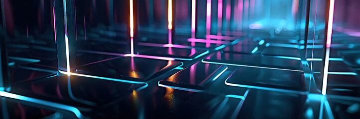 Digital background perfect for tech processes, neural networks, artificial intelligence, data transfer and security, digital storage, multimedia presentations, scientific studies, education, etc.