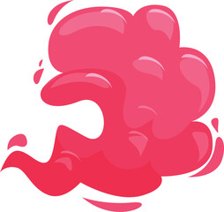 Pink slime splashing and leaving stain on white background