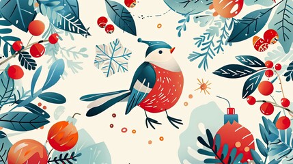 Obraz premium Charming holiday-themed illustrations with festive colors and motifs.