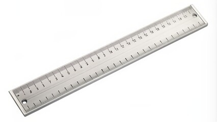 Classic flexible ruler isolated on a clean white background in monochromatic tones evoking precision and measurement simplicity.