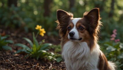 Obraz premium A story where a papillon dog uncovers a family mystery ai_generated
