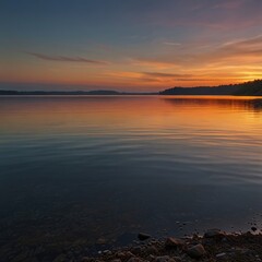 Obraz premium sunset over the lake, AI Generated.