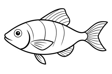 Fish icon silhouette vector line art illustration