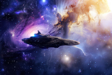 Space explorers discovering a new star system