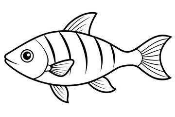 Fish icon silhouette vector line art illustration