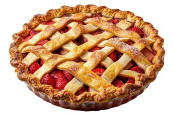 Rustic Rhubarb Strawberry Pie Isolated On Transparent Background