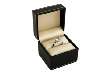 A wedding ring in a box isolated on transparent background