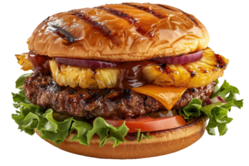 Hawaiian Burger Isolated On Transparent Background