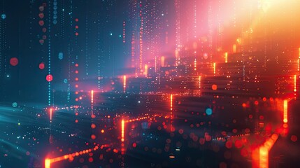 Conceptual art of career growth with stairs and light trails