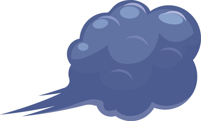 Cartoon illustration of a blue cloud of smoke moving quickly from left to right
