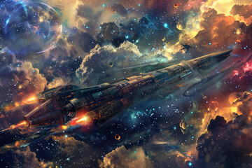 Space travelers encountering a space anomaly