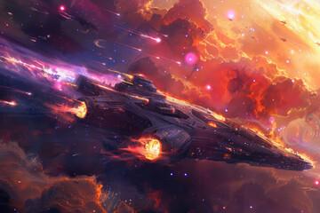 Space travelers encountering a space anomaly