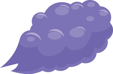 Cartoon purple cloud of smoke spreading and expanding in the air