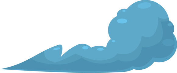 Cartoon style illustration of a blue smoke cloud floating in the air