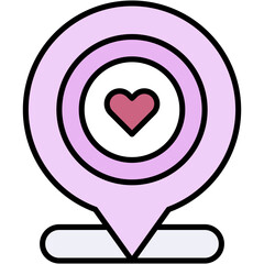 location, pin, placeholder, heart, love Icon