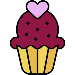 cake, heart, muffin, dessert, cup cake Icon