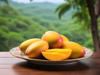 mango slices in a plate