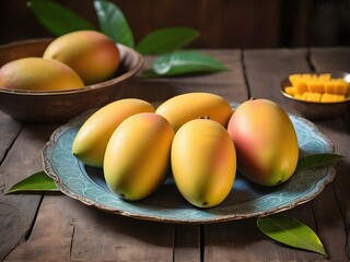 fresh mangoes in plate