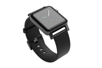 Modern square-faced smartwatch design Isolated On Transparent Background