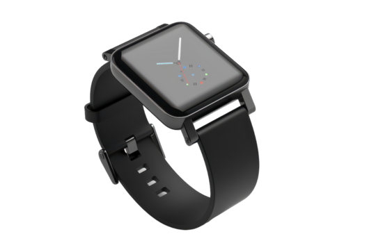 Modern square-faced smartwatch design Isolated On Transparent Background